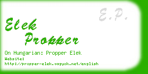 elek propper business card